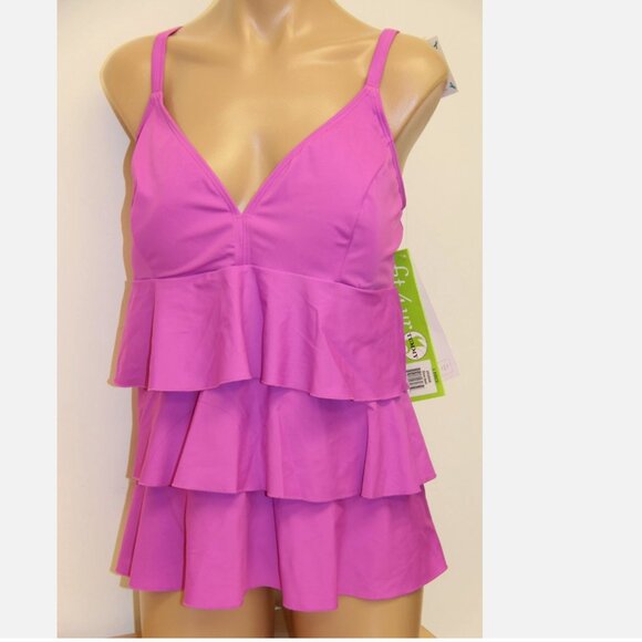 New Fit 4u Swimsuit Bikini Tankini 2 pc set Sz 16W Sherbet - Picture 1 of 4